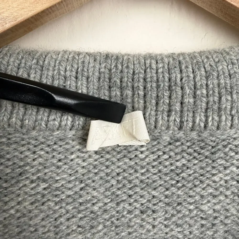 Arket Wool Quarter Zip Oversized Pullover Polo Sweater Large Gray Minimalist